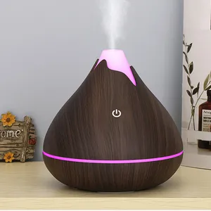 Diffusore di olio essenziale 350ml purificatore di aromaterapia olio essenziale di legno aromatico 7 Led umidificatore d'aria a colori