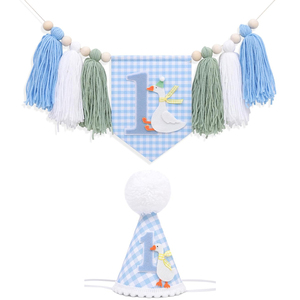 Thème d'oie anniversaire glands bannière bébé casquette 1er anniversaire <span class=keywords><strong>fête</strong></span> <span class=keywords><strong>décoration</strong></span> fournitures bébé chaise haute bruant - Product Image 1
