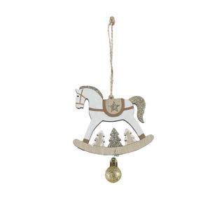 حصان ثلج هزاز خشبي مصغر ورجل الثلج شجرة عيد الميلاد المعلقة بزخارف - Product Image 2