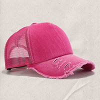 Gorra Trucker Deportiva Vintage de Algodón Lavado con Malla y Logotipo Bordado Personalizado, con Cierre de Hebilla Metálica