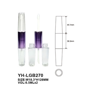 Tube d'huile à lèvres PETG double embout transparent vide avec bouchon en aluminium de 6,5 ml sur chaque côté pour emballage de rouge à lèvres liquide - Product Image 2