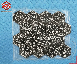 <span class=keywords><strong>Carreaux</strong></span> de mosaïque en terrazzo noir sur mesure, pièces cassées polies au design moderne pour cuisine, salle de bain, salle de douche, sol et mur - Product Image 3