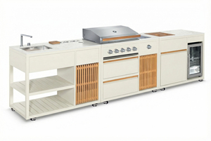2026 Meuble de cuisine extérieur moderne en acier inoxydable avec barbecue électrique et brûleur latéral à 5 feux, pour mobilier de maison de piscine extérieure - Product Image 6