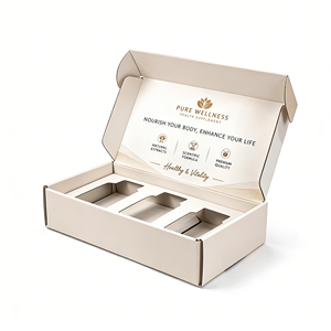 กล่องไปรษณีย์สำหรับอาหารเสริมเพื่อสุขภาพ ยี่ห้อต่างๆ บรรจุภัณฑ์สำหรับจัดส่ง กล่องกระดาษลูกฟูก B E Flute แบบไดคัท ปิดผนึกอัตโนมัติ ขายส่ง - Product Image 1