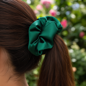 Coletero Dinto de Satén Verde, Elástico para Cola de Caballo, Accesorios para el Cabello para Mujeres y Niñas, Banda para el Cabello de Terciopelo Suave - Product Image 3