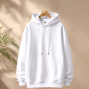 เสื้อฮู้ดโอเวอร์ไซส์แบบยูนิเซ็กซ์ สีพื้น ผ้าฝ้ายเฟรนช์เทอร์รี่ ระบายอากาศได้ดี เหมาะสำหรับใส่ในฤดูใบไม้ร่วง ทรงปกติ ดีไซน์โลโก้ด้านหน้า - Product Image 1