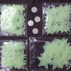 Autocollants muraux étoiles qui brillent dans la nuit, 3 cm, en plastique fluorescent, pour chambres d'enfants, décoration d'anniversaire, paquet de 100 pièces - Product Image 4