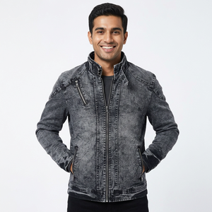 Factory Men No Hooded Design Printing <b>Custom</b> Jean <b>Denim</b> <b>Jacket</b> Button Letter Printed <b>Denim</b> <b>Jacket</b> <b>Custom</b> Jeans <b>Jacket</b> - Product Image 1