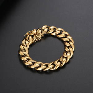 Cuban <b>Chain</b> Bracelet Gold And Silver Men's Fashion Jewelry CE385 <b>Titanium</b> Steel Hip Hop Style - Product Image 4