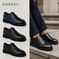 Chaussures modernes pour hommes en cuir véritable à enfiler, semelle épaisse surélevée, style décontracté professionnel RADOLFA, plateforme robuste, confort urbain