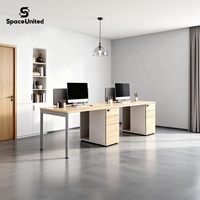 Postes de travail modulaires modernes pour bureaux, système de bureau en bois avec structure en acier pour espaces de travail des employés