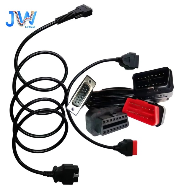 Multi-Adapter OBD2 16 Pin Diagnostic Cable Kit, J1962 Harness with DB15 & Multiple Connectors for Auto Scan Tools