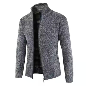 <strong>Wholesale</strong> Factory Custom Long Sleeve Knitwear Zipper Cardigan Design Knitting Cotton <strong>Sweater</strong> for Mens - Product Image 3