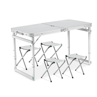 Table de camping réglable en hauteur, table pliante en aluminium pour pique-nique, table de plage portable avec parapluie et chaises pliantes