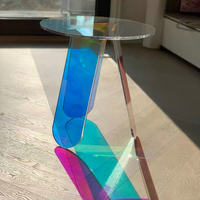 Meubles de salon modernes 2021, table basse extensible en acrylique arc-en-ciel irisé, mobilier d'intérieur