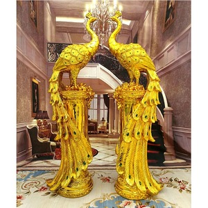 Statua di <span class=keywords><strong>Pavone</strong></span> in Resina Ecologica, Regalo di Nozze, Scultura in Fibra di Vetro, Tecnica di Fusione, Decorazione per la Casa, Artigianato in Resina - Product Image 5