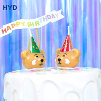 Vela de Cumpleaños 3D con Forma de Oso Adorable 2026, con Gorro de Fiesta, Estilo Coreano, Adorno de Pastel de Animal de Dibujos Animados, Vela Aromática para Fiesta de Cumpleaños Infantil