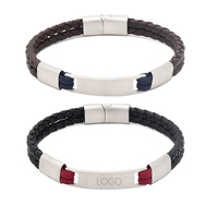 Bracelet tendance pour homme en acier inoxydable plaqué or 18 carats, personnalisé avec gravure, cordon en nylon tressé, cadeau tendance, magnétique
