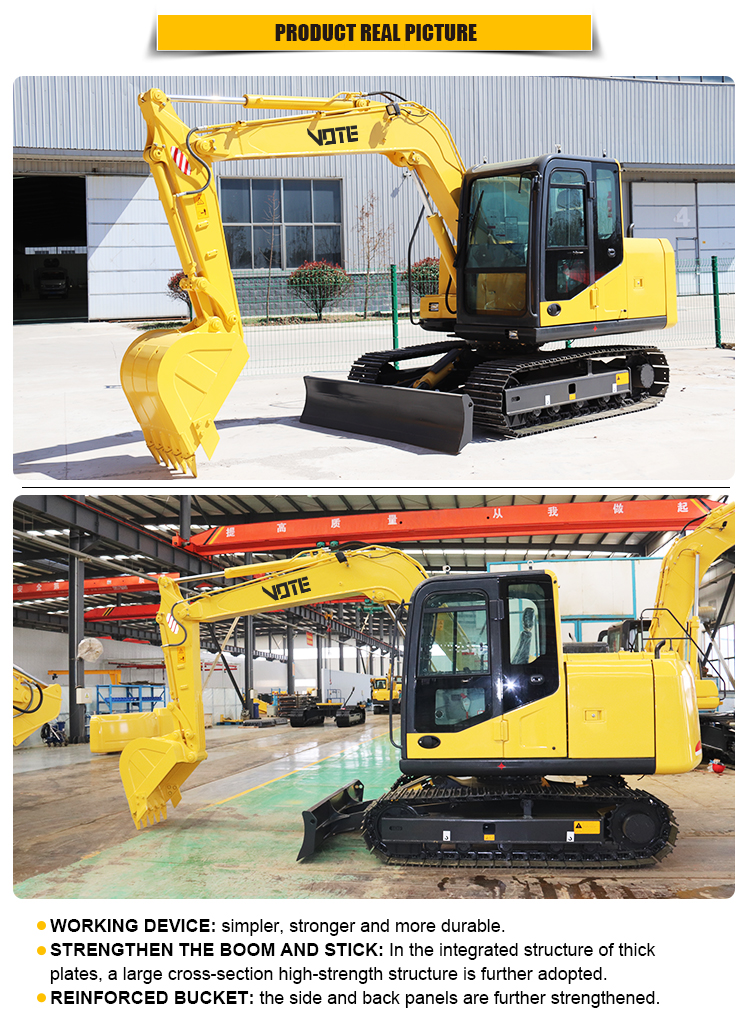 The 8 ton excavator small crawler hydraulic excavator for sale industrial earthwork medium digger Asia
