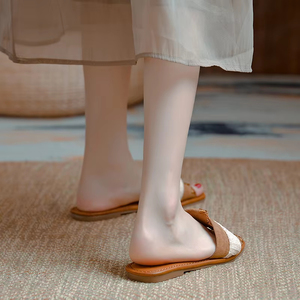 Women's Summer Outdoor Slip-On Flat Espadrilles, Color Block Korean Style, Breathable Synthetic Suede, Rubber Sole <b>Sandals</b> - Product Image 3