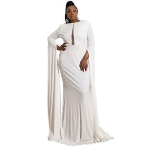 Robe maxi asymétrique pour femmes grande taille MF, robe de soirée formelle en tricot écologique anti-froissement, bretelles spaghetti, tendance - Product Image 5