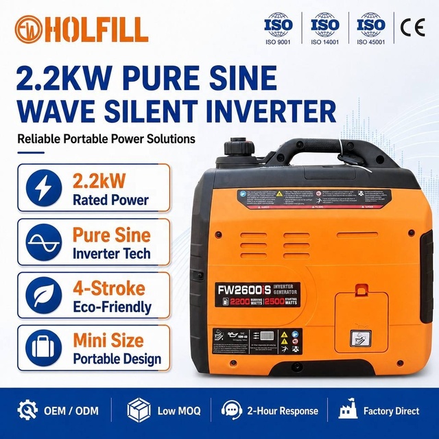 Project Supply Portable Gasoline Silent Inverter Generator with Enclosed Housing and Digital Display for Home Backup Power