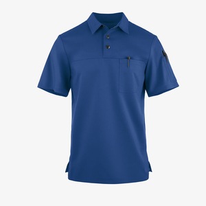 Polo elástico de poliéster 100% con malla de aire que absorbe la humedad para <span class=keywords><strong>hombre</strong></span>, camisetas blancas y negras de manga corta con 2 bolsillos - Product Image 4