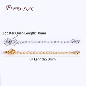 18K Real <strong>Gold</strong> Plated Brass Full-Length 70mm Extension Tail <strong>Chain</strong> with Lobster Clasps Premium <strong>Chain</strong> <strong>Extender</strong> - Product Image 5