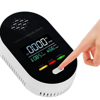 Détecteur de Monoxyde de Carbone Filaire Capteur de Température/Humidité Alarme CO 3-en-1 avec Affichage Digital pour Maison et Voyage