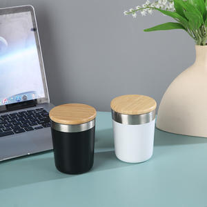 Gobelet en acier inoxydable avec couvercle en bambou écologique, 10 oz, garde les boissons chaudes ou froides pendant des heures, mug de bureau durable - Product Image 3