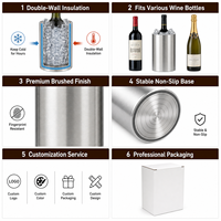 Seau à vin isotherme double paroi en acier inoxydable HC avec logo personnalisé, 2,2 L, style américain, refroidisseur pour bouteille unique, idéal pour les fêtes et bars à domicile