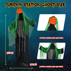 Halloween incandescente parlando spaventoso fantasma di zucca con braccia in movimento a terra palo decorazione della casa stregata Animatronic - Product Image 5