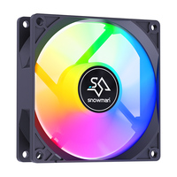 Ventilateur ARGB ultra-fin SNOWMAN AF9015-ARGB-bk noir 9015 5V avec contrôle de vitesse PWM et coussinet anti-vibration en silicone pour refroidissement PC ITX