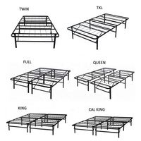 Vente en gros Cadre tubulaire en fer super noir pour lit queen size Cadres de lit simple Lit tubulaire métallique pliant facile à assembler