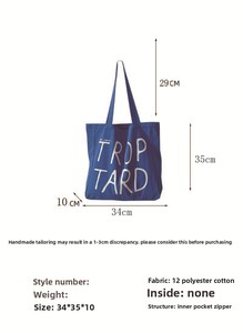Nuova Borsa Tote 2025 Grande Capacità con Stampa, Stile Urbano Semplice, Blu Klein, Versatile in Tela per Tempo Libero e Viaggi - Product Image 6