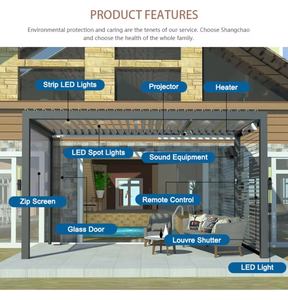 Pérgola Retráctil de Aluminio con Recubrimiento en Polvo, Impermeable, para Jardín, Picnic, Playa, con Cortinas - Product Image 5