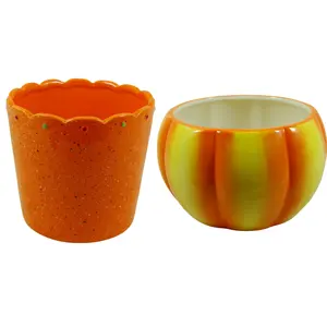 Halloween pumpkin succulent pot tabletop green plant decoration Ceramic Halloween decoration ceramic pots for plants