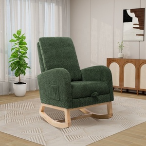 Poltrona verde scuro in velluto con elemento reclinabile <span class=keywords><strong>e</strong></span> poggiapiedi un pezzo a dondolo divano sedia per la vendita - Product Image 2