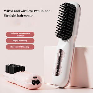 Mini lisseur électrique sans fil rechargeable par USB avec écran LCD, applicateur peigne à ions négatifs pour racines et peigne de massage du cuir chevelu - Product Image 2