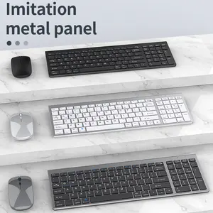 Teclado y ratón inalámbricos para oficina, ergonómico, recargable, ultrafino, modo Dual, 2,4 Ghz, venta directa de fábrica