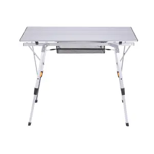 YILU Modern Outdoor Portátil Roll Up Table Dobrável Mesa De Acampamento De Alumínio Com Armazenamento