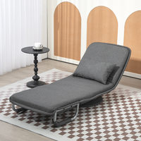 Sofá Cama Moderno Plegable y Extensible Convertible con Estructura de Madera y Metal y Tapicería de Tela para Sala de Estar, Dormitorio o Exterior