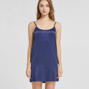 Vestido holgado de seda <span class=keywords><strong>para</strong></span> mujer, ropa de dormir de lujo, color azul oscuro - Product Image 5