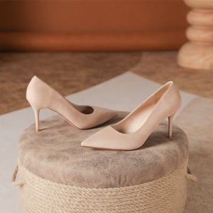 6681C <b>Suede</b> Stiletto <b>Heels</b> Pointed Toe High <b>Heel</b> D'Orsay Pumps For Office Women Fashion Trend - Product Image 3