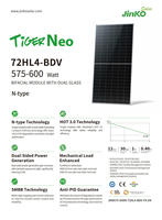 Panel Solar Bifacial de Doble Vidrio con Celdas Monocristalinas PERC Tipo N de 575-600W, 580W