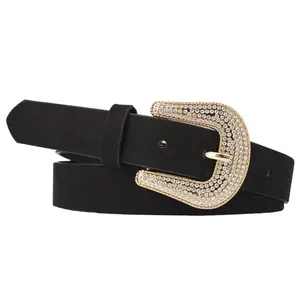 Cinturón con hebilla y diamantes de imitación brillantes para mujer, cinturón con diamantes de imitación brillantes estilo vaquero