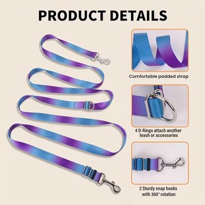Correa para Perro de 300 cm con Anillas en D, Correas con Degradado de Color, Hebilla de Metal, Lona de Poliéster, Correa de Tracción con Doble Asa - Product Image 2
