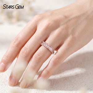 10K White Gold Lab Diamond <b>Ring</b>-Seven-princess 1.025ct emerald cut half Style Wedding <b>Band</b> - Product Image 3