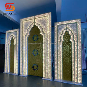 Nuevo Juego de Telones de Fondo de Lujo para Bodas con Diseño de Luces LED, 3 Piezas, Telón de Fondo Hueco con Patrones, Suministros para Bodas - Product Image 1