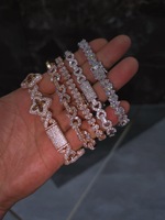 Bracelet Tennis en Argent 925 avec Diamants Moissanite, Style Hip Hop, pour Hommes et Femmes, Bracelet Tennis Glacé, Testeur de Diamants